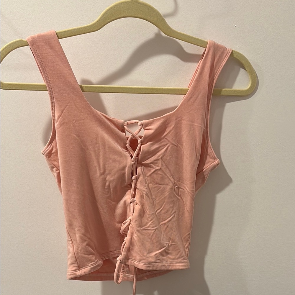 Peach Lace-Up Tank Top